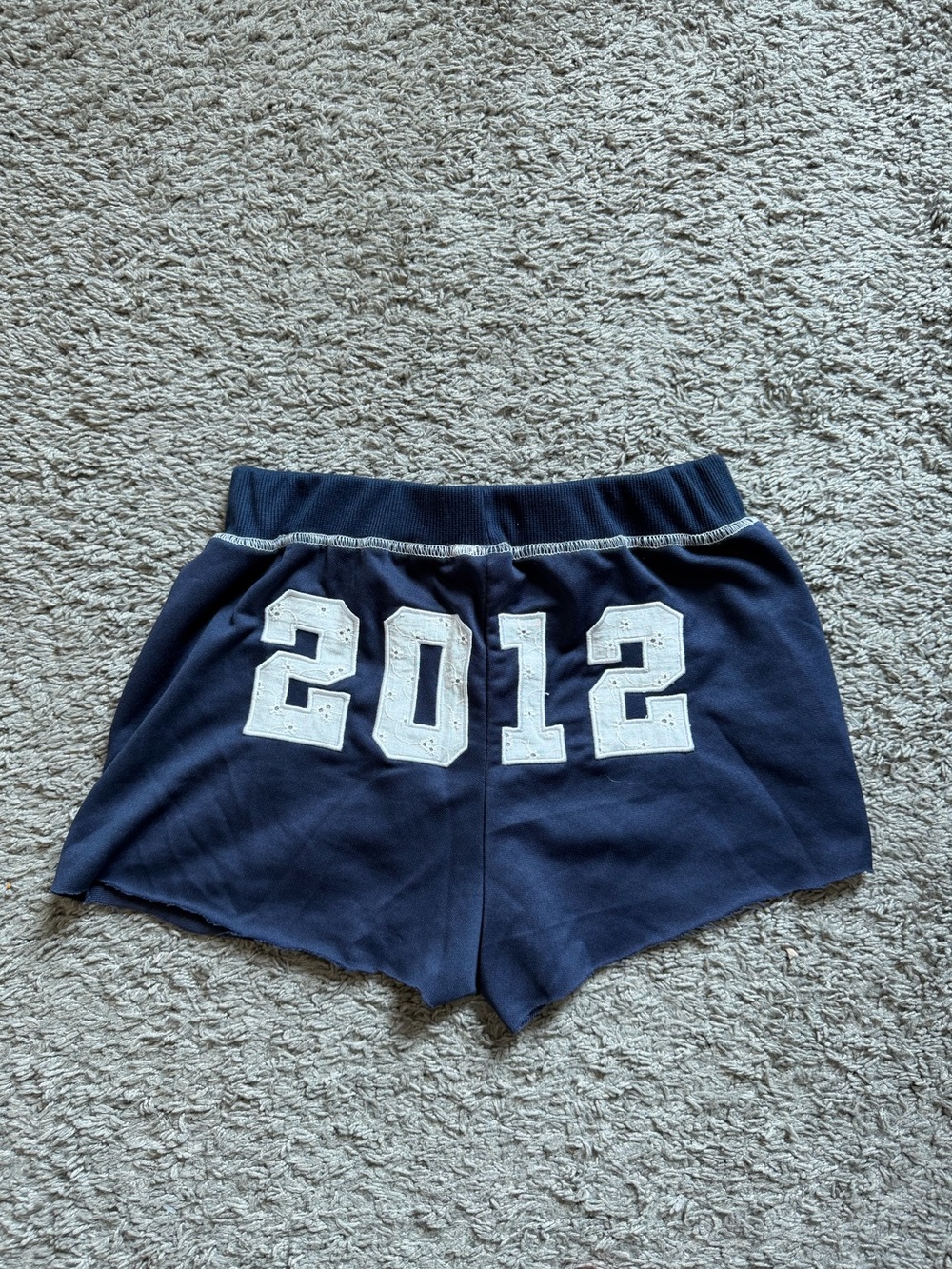 Navy Women's Athletic Shorts with '2012' Graphic